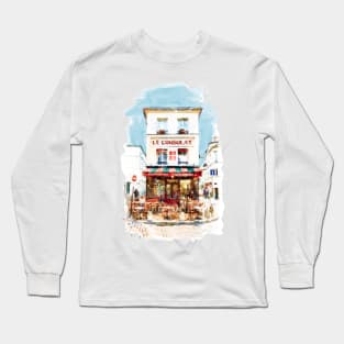 Watercolor Cityscape - Le Consulat Paris Long Sleeve T-Shirt